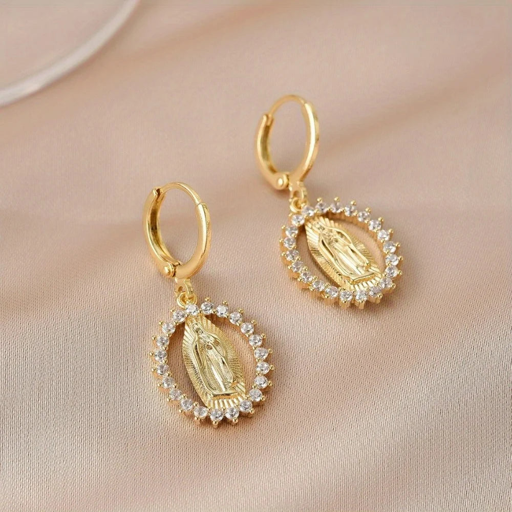 High-End Our Lady Necklace Earrings Set Luxury Niche Jewelry Women