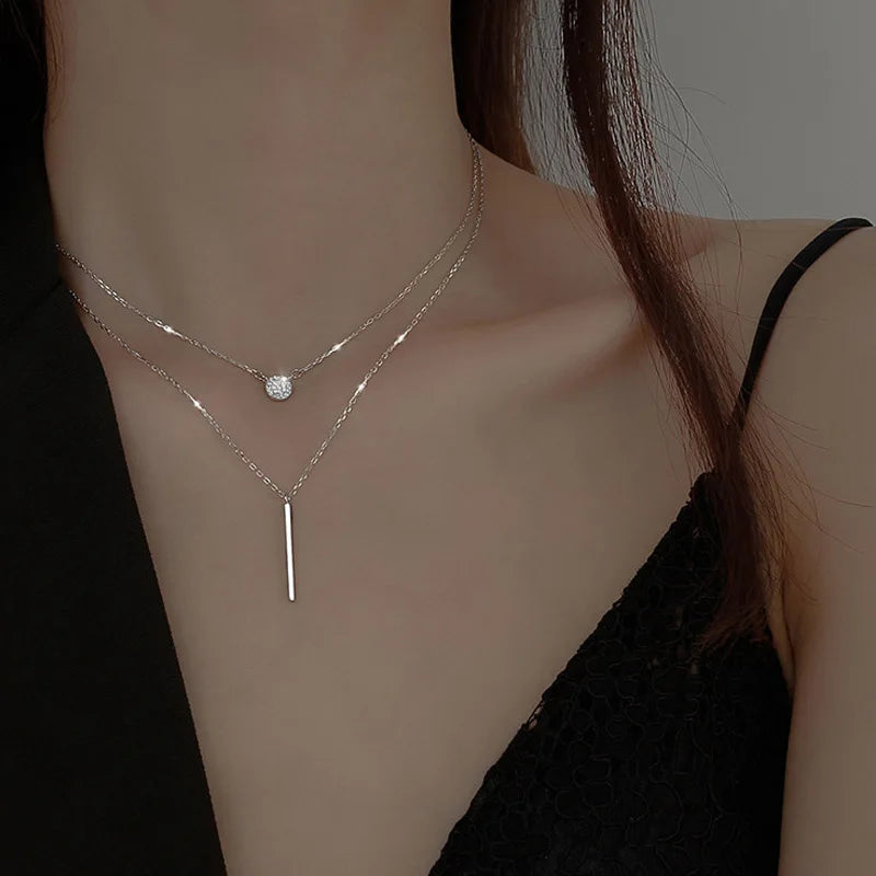 Elegant Double Layer Necklace Clavicle Chain Women Jewelry