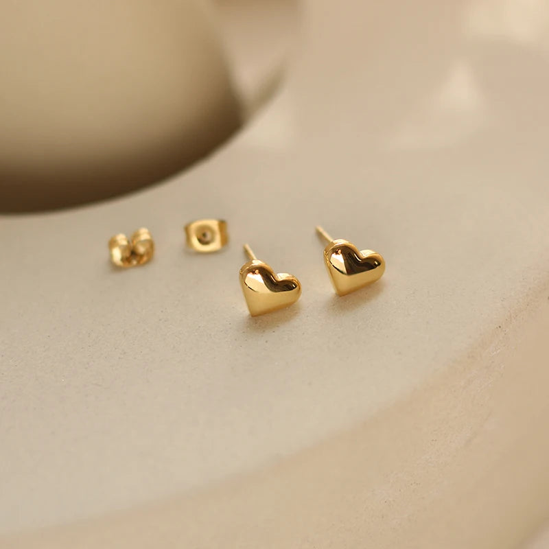 Cute Heart Earrings Stainless Steel Anti Allergic Women