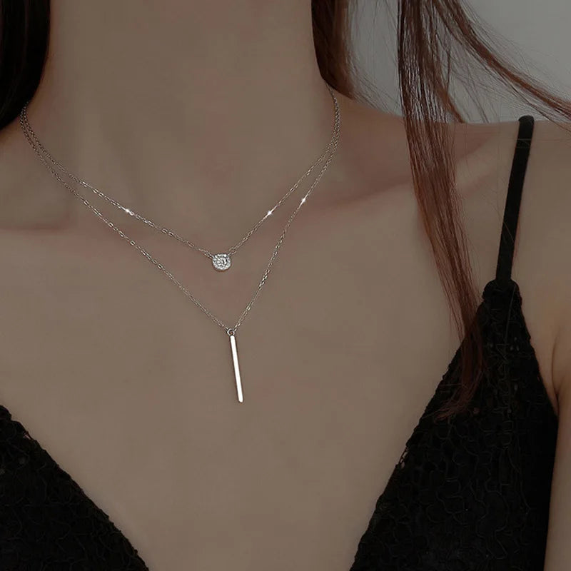 Elegant Double Layer Necklace Clavicle Chain Women Jewelry