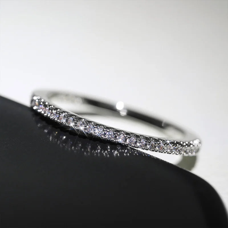 Elegant Minimalist Ring Thin Band Zircon Wedding Jewelry