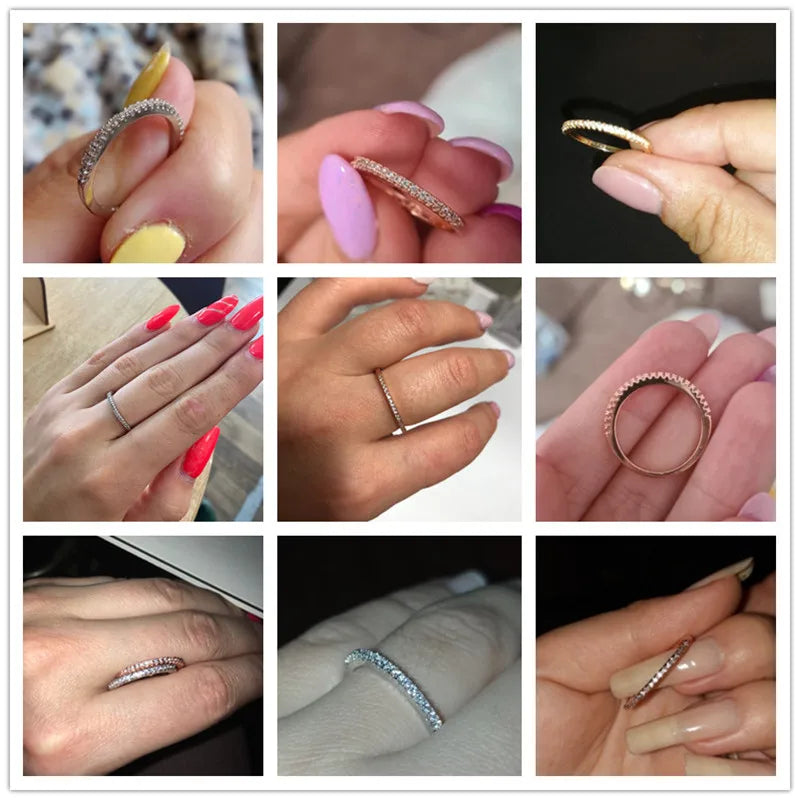 Elegant Minimalist Ring Thin Band Zircon Wedding Jewelry