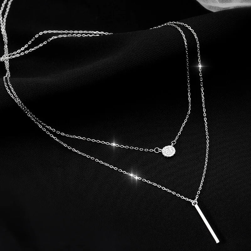 Elegant Double Layer Necklace Clavicle Chain Women Jewelry