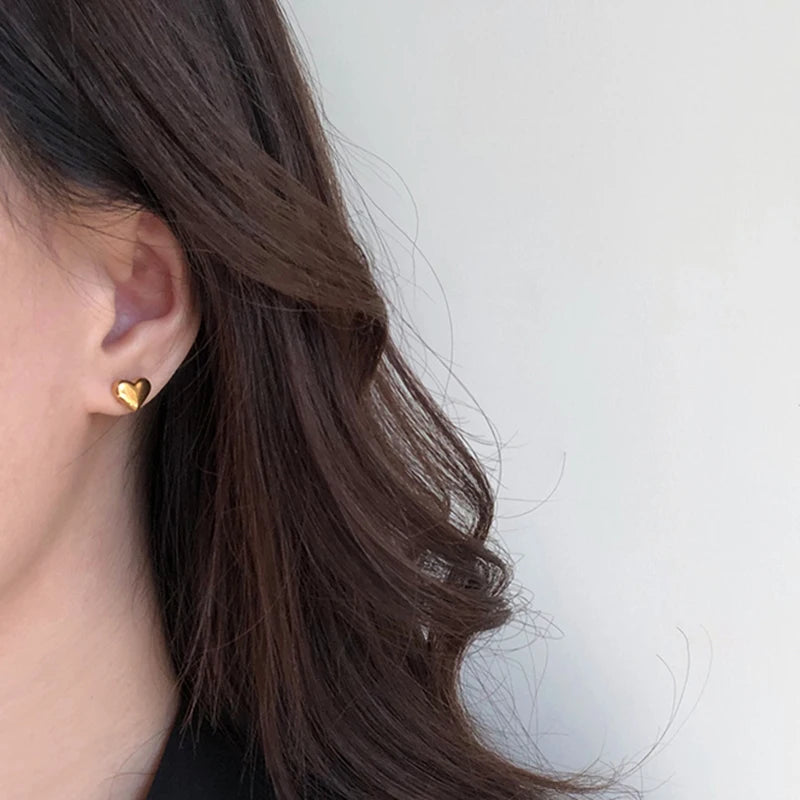 Cute Heart Earrings Stainless Steel Anti Allergic Women