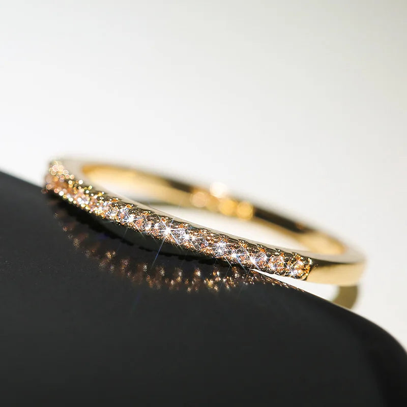 Elegant Minimalist Ring Thin Band Zircon Wedding Jewelry