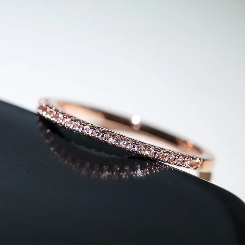 Elegant Minimalist Ring Thin Band Zircon Wedding Jewelry