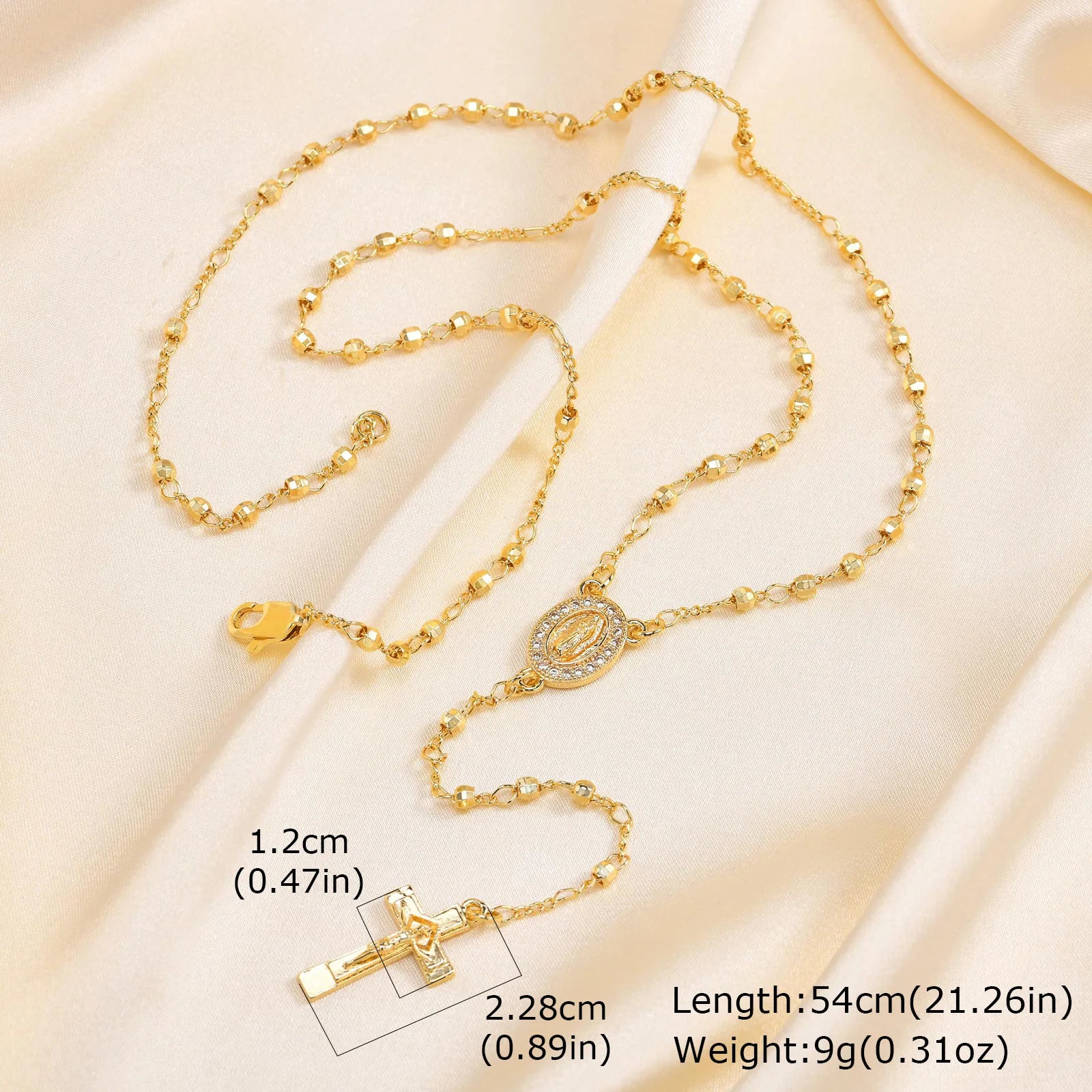 Stainless Steel Jesus Cross Y Necklace with Heart Charm Jewelry Set