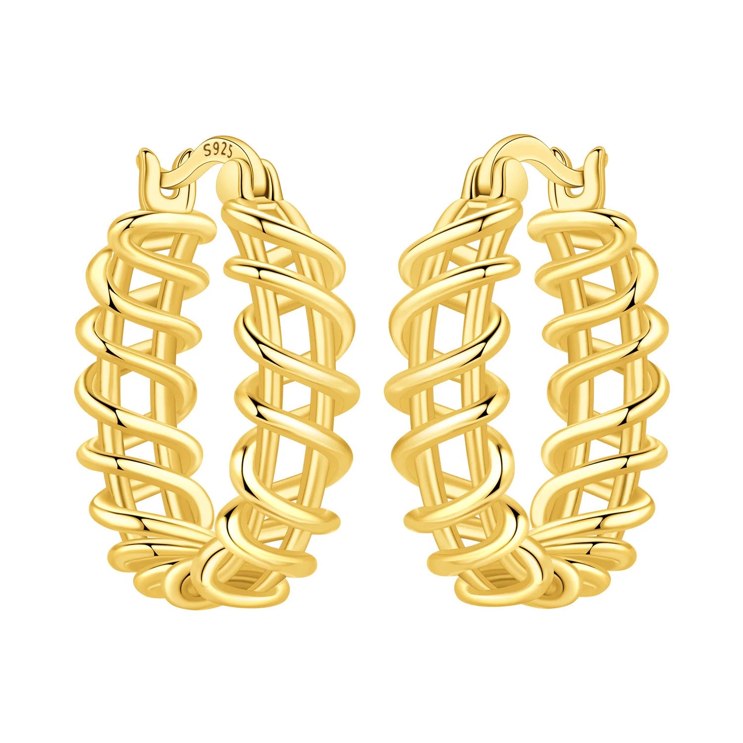 Elegant Square Hoop Earrings 18K Gold S925 Women Jewelry