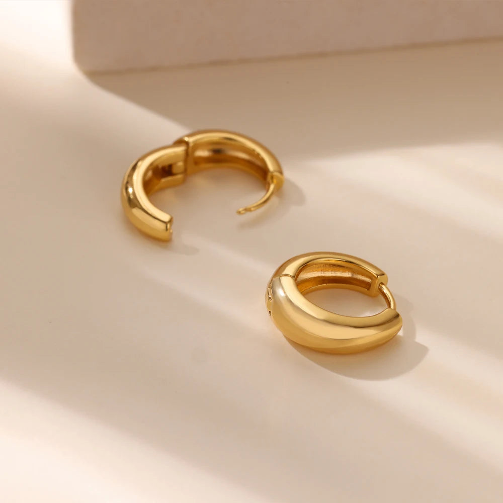 Chunky Gold Hoop Earrings Stainless Steel Minimalist Women Trend