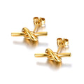 Minimalist Love Knot Earrings Gold Stainless Steel Women