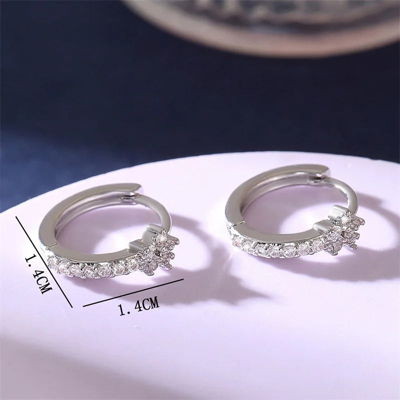 Zircon Star Hoop Earrings Stainless Steel Punk Unisex Rock Jewelry