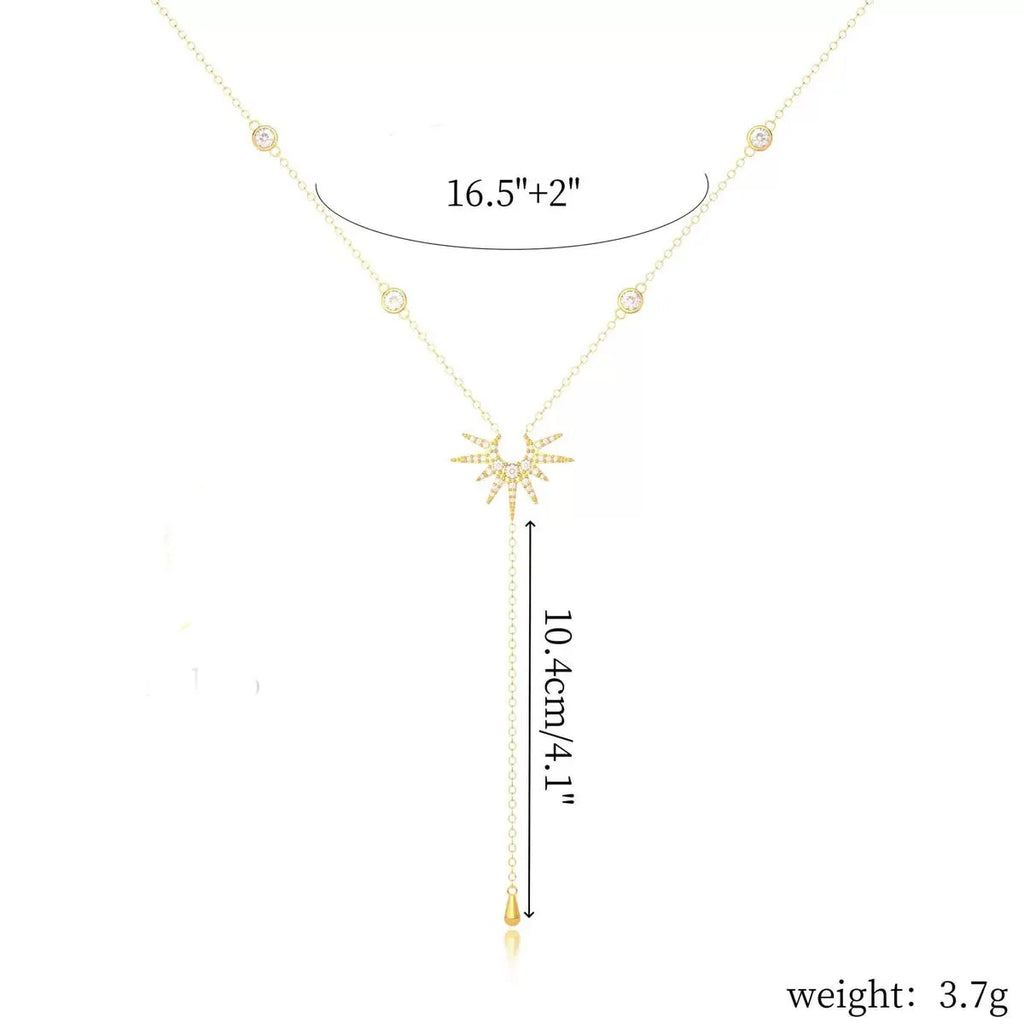 Elegant Y Shape Necklace Cubic Zirconia Tassel Choker Women