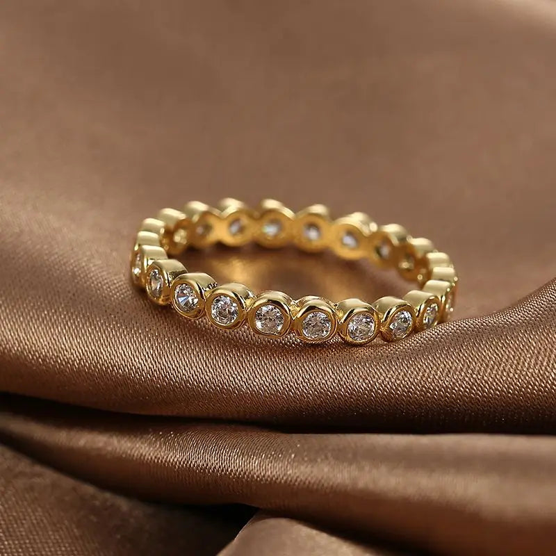 Elegant Silver Engagement Ring White Zircon Round Women Jewelry