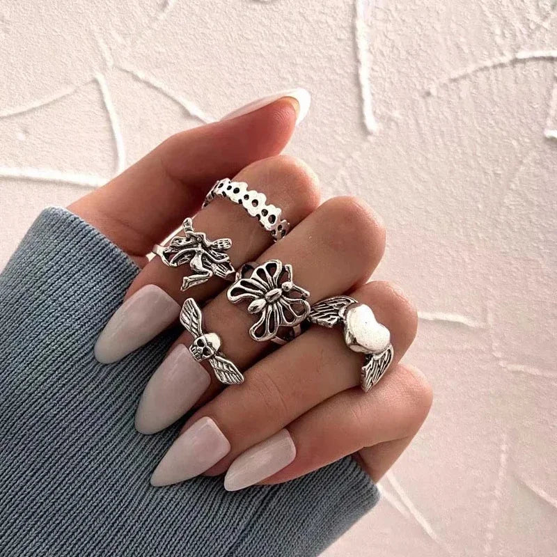 Creative Geometric Leaf Wave Ring Set 11pcs Fashion Knuckle Jewelry