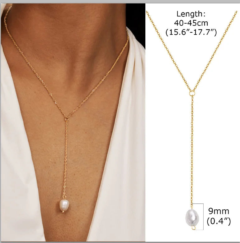 Elegant Lariat Necklace Y Shape Gold Plated Women Jewelry