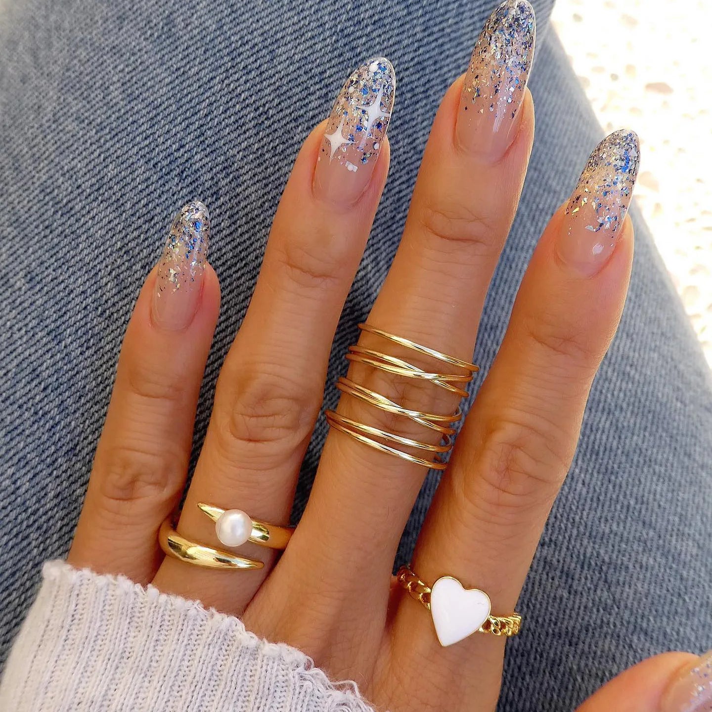 Trendy 21Pcs Gold Ring Set Vintage Geometric Hollow Design Women