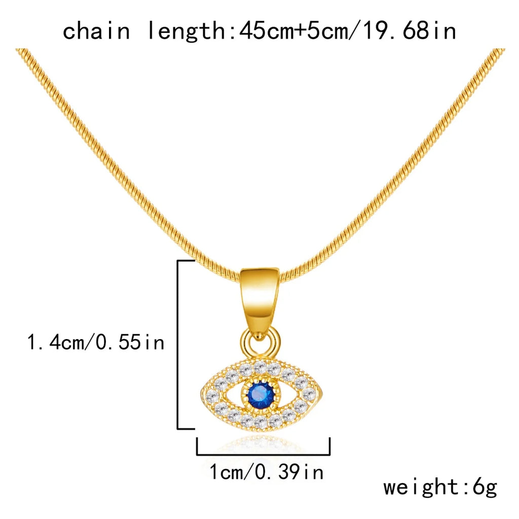Turkish Blue Evil Eye Necklace Stainless Steel Zircon Lucky Charm