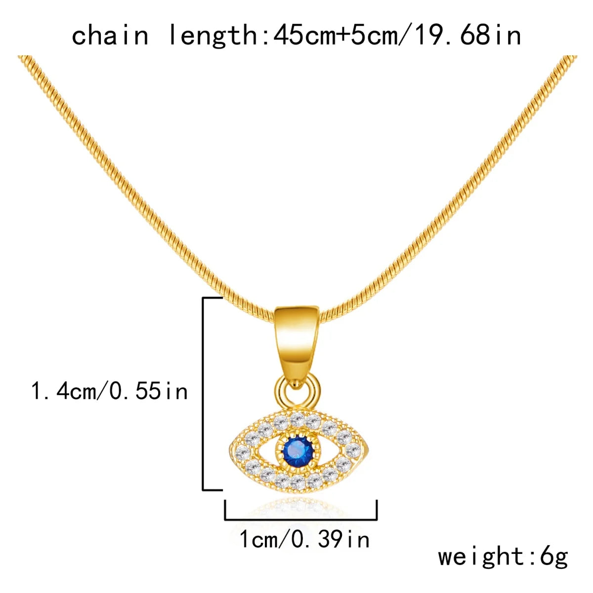 Turkish Blue Evil Eye Necklace Stainless Steel Zircon Lucky Charm
