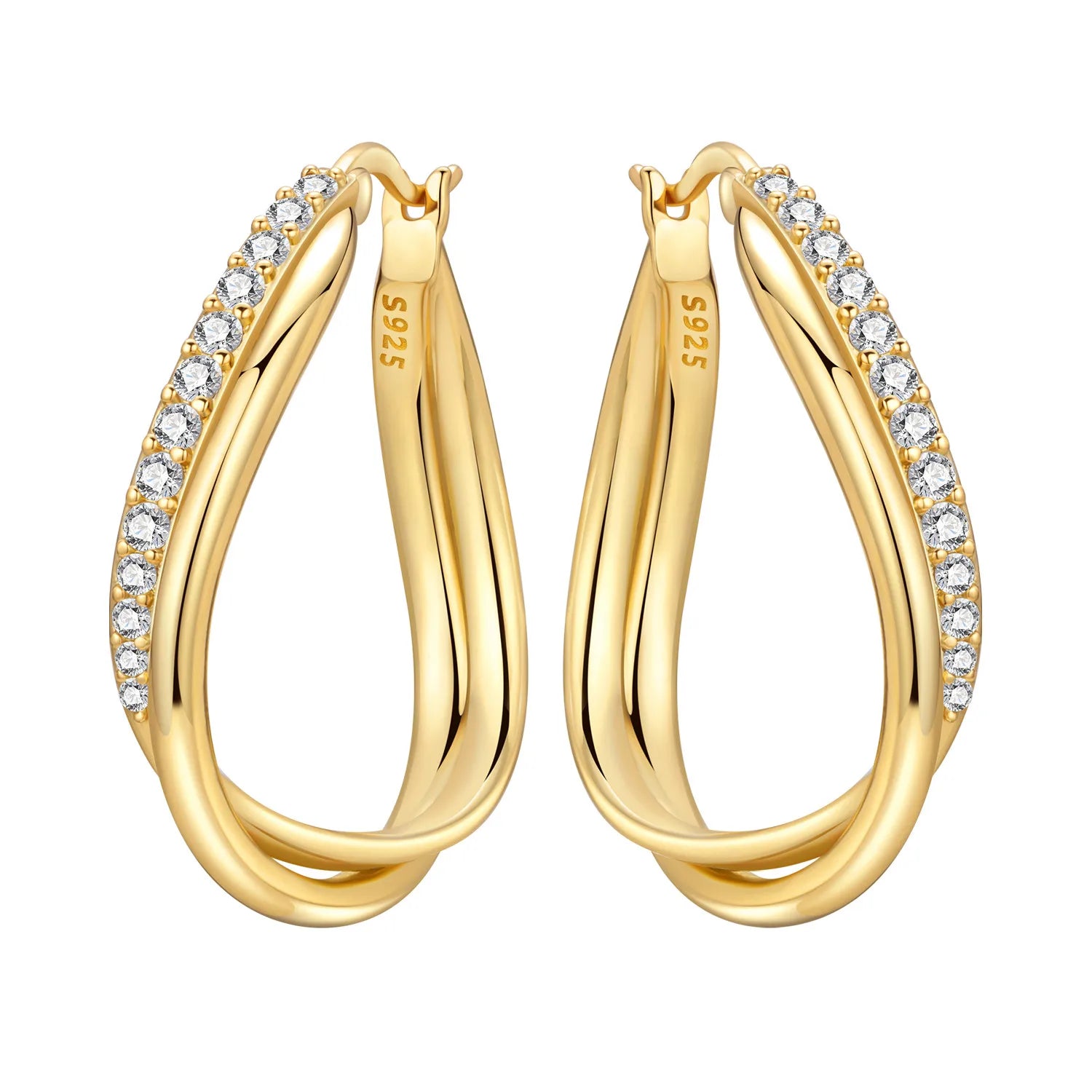 Elegant Gold Hoop Earrings 925 Silver Temperament Women