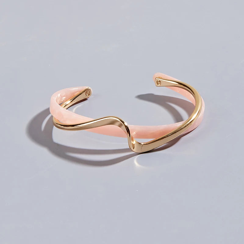 White Acrylic C-Shaped Bracelet Geometric Metal Bangle Women Gift