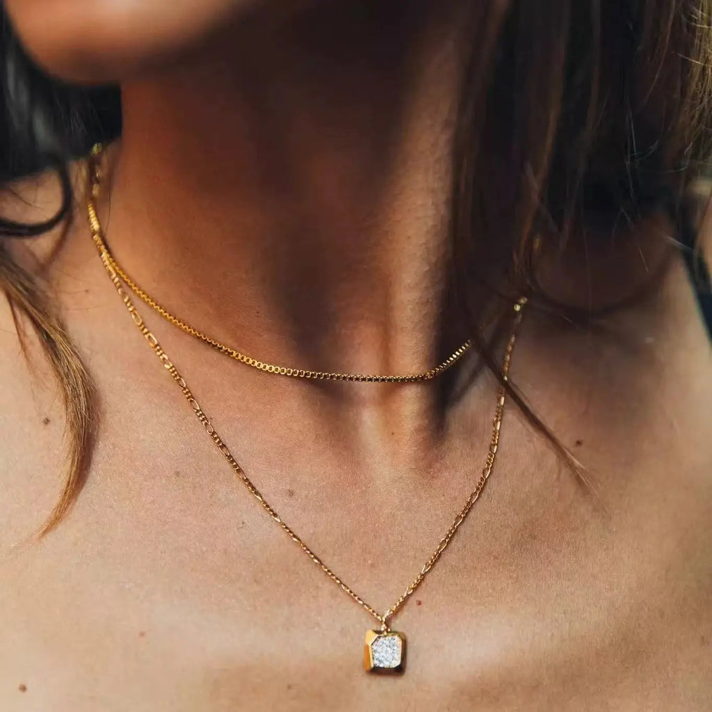 Stylish 1.2mm Box Chain Necklace Gold Titanium Steel Jewelry