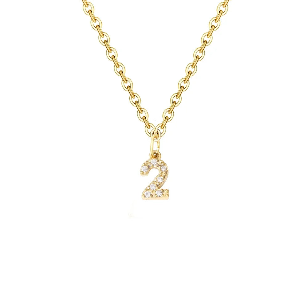 Gold Zircon Initial Necklace A-Z Stainless Steel Letter Pendant Women