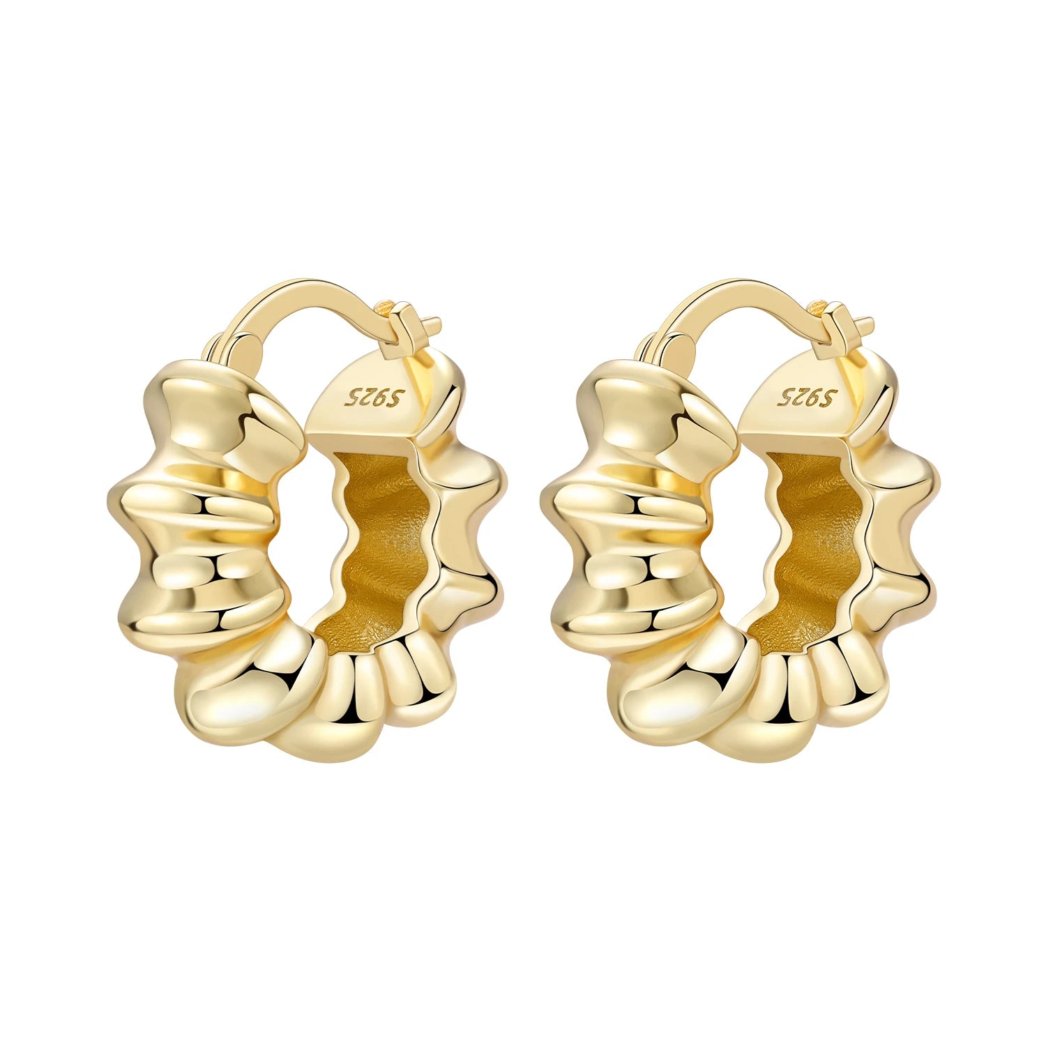 Elegant Gold Hoop Earrings 925 Silver Temperament Women