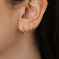 3 Pairs Zircon Hoop Earrings Gold Stainless Steel Trendy Women