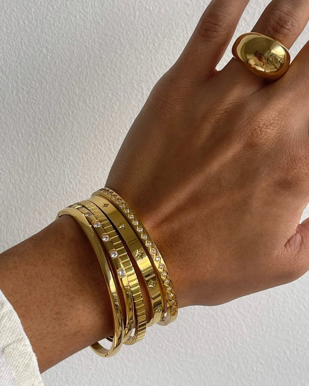 Punk Gold Bangles Stainless Steel Bracelets Bohemian Trendy Unisex