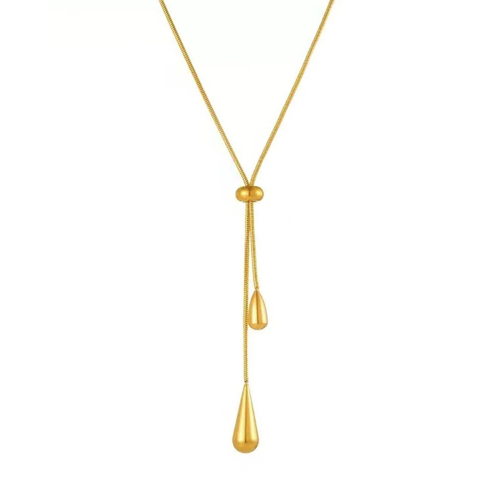 Elegant Water Drop Necklace Adjustable Tassel Chain Women
