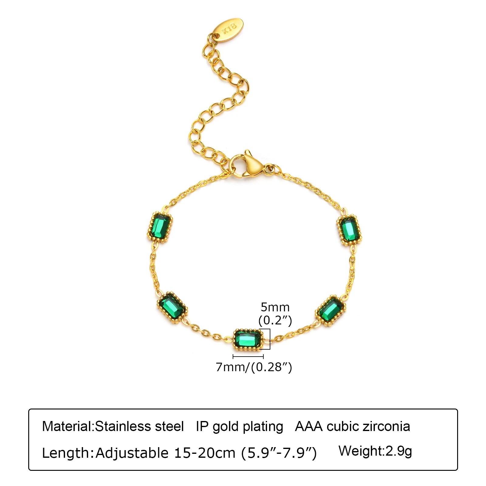 Vintage Green Zircon Necklace Gold Plated Women Jewelry