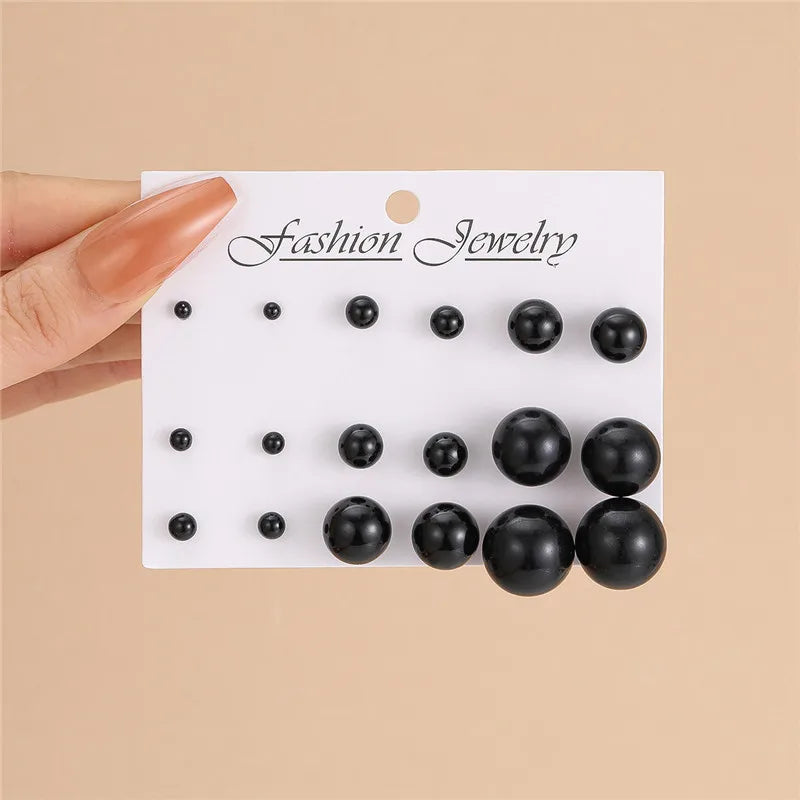 Bohemian Pearl Earrings Set 12 Pairs Geometric Women Jewelry