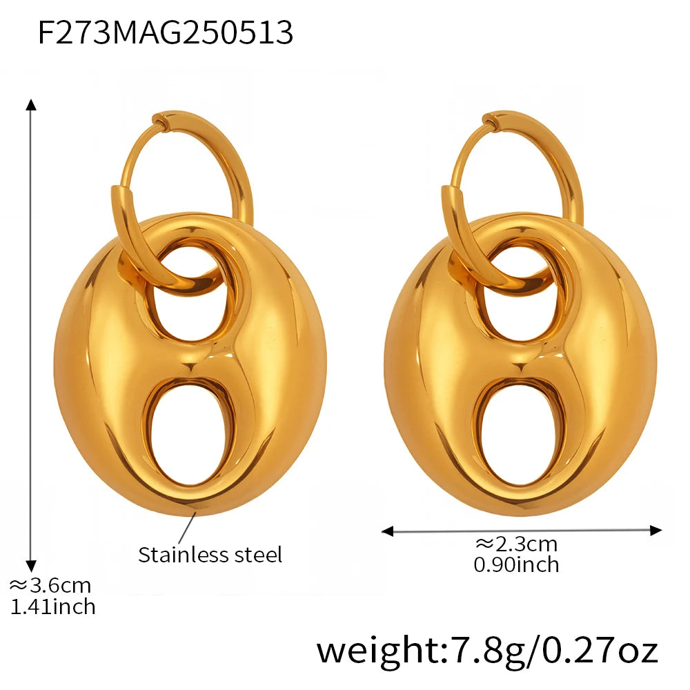 Modern Dangle Earrings Gold Plated Stainless Steel Waterproof