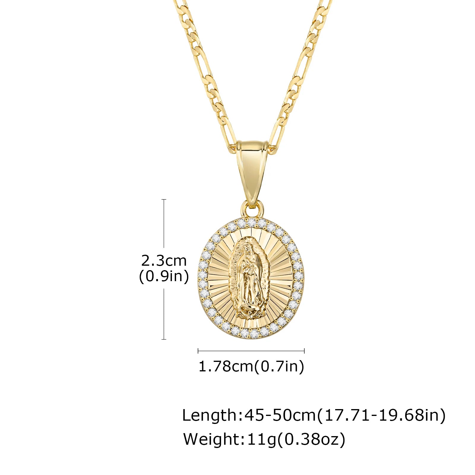 Guadalupe Charm Necklace Cubic Zirconia Women Faith Jewelry