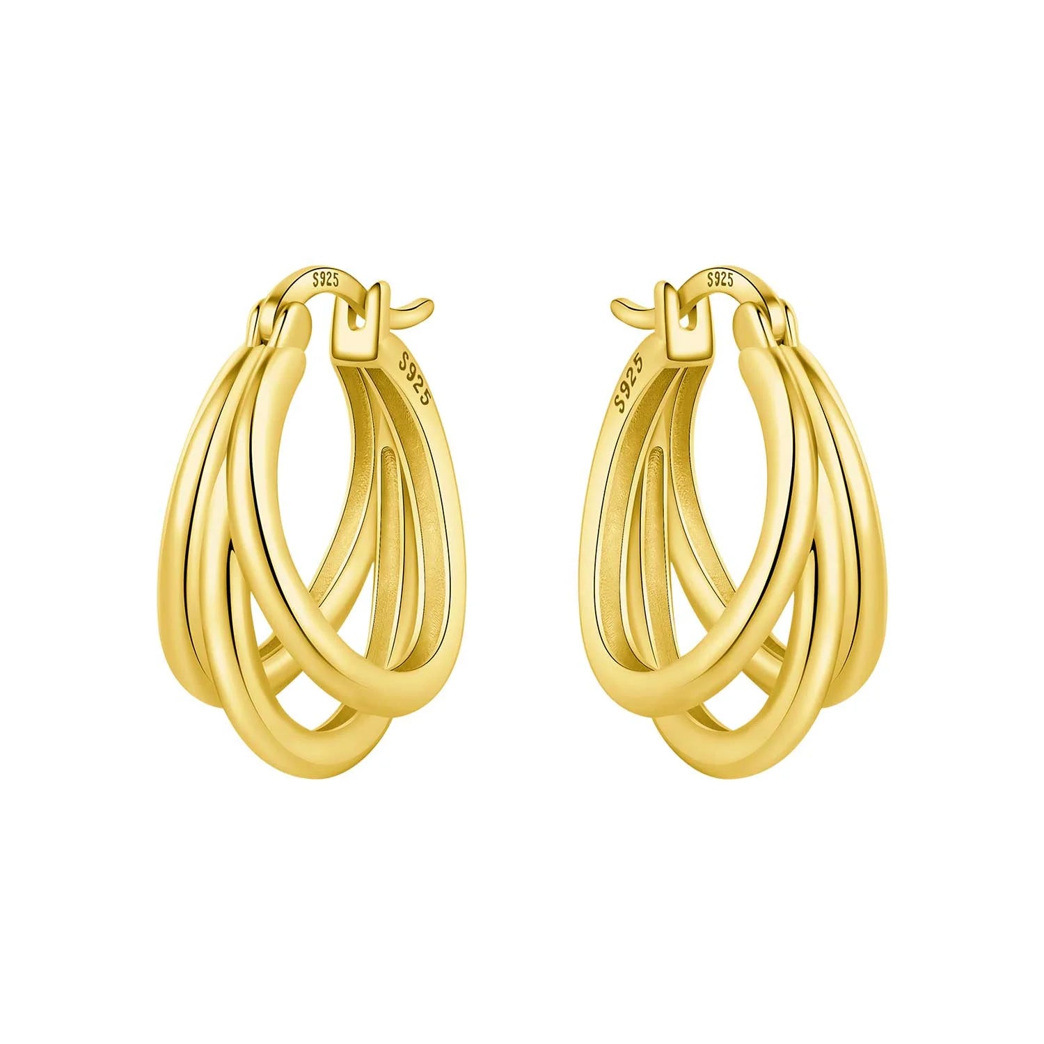 Elegant Square Hoop Earrings 18K Gold S925 Women Jewelry