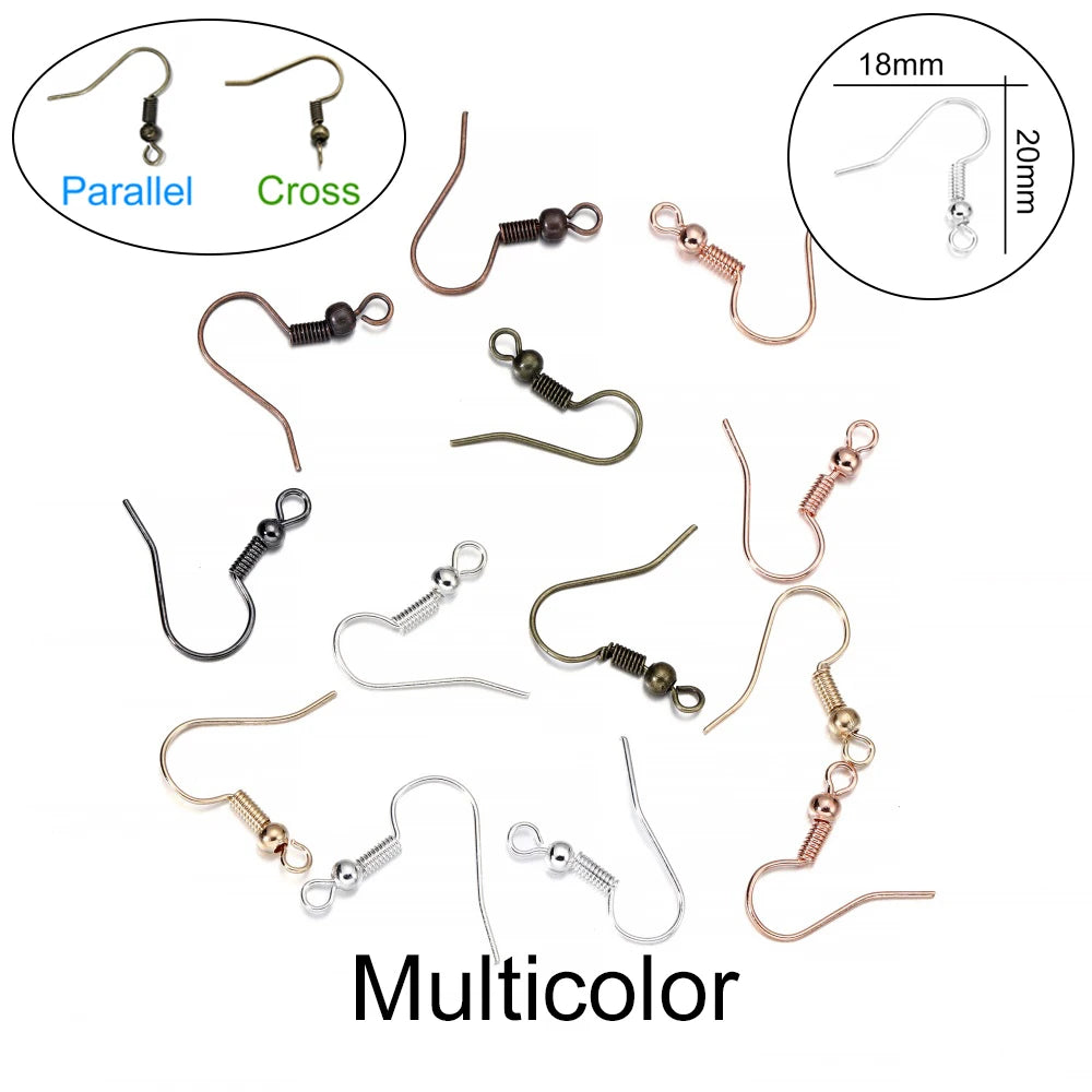 100pcs Iron Bead Charms Earring Hooks Set DIY Jewelry Making Supplies