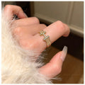 Elegant H Letter Ring Enamel Zircon Open Adjustable Women