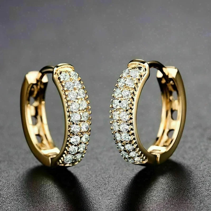 Minimalist Micro Inlaid Zircon Ear Buckle Elegant Daily Earrings