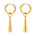 Water Drop Dangle Huggie Hoop Earrings Stainless Steel Women