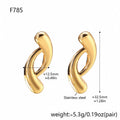 Retro Hollow Geometric Gold Stainless Steel Stud Earrings for Women
