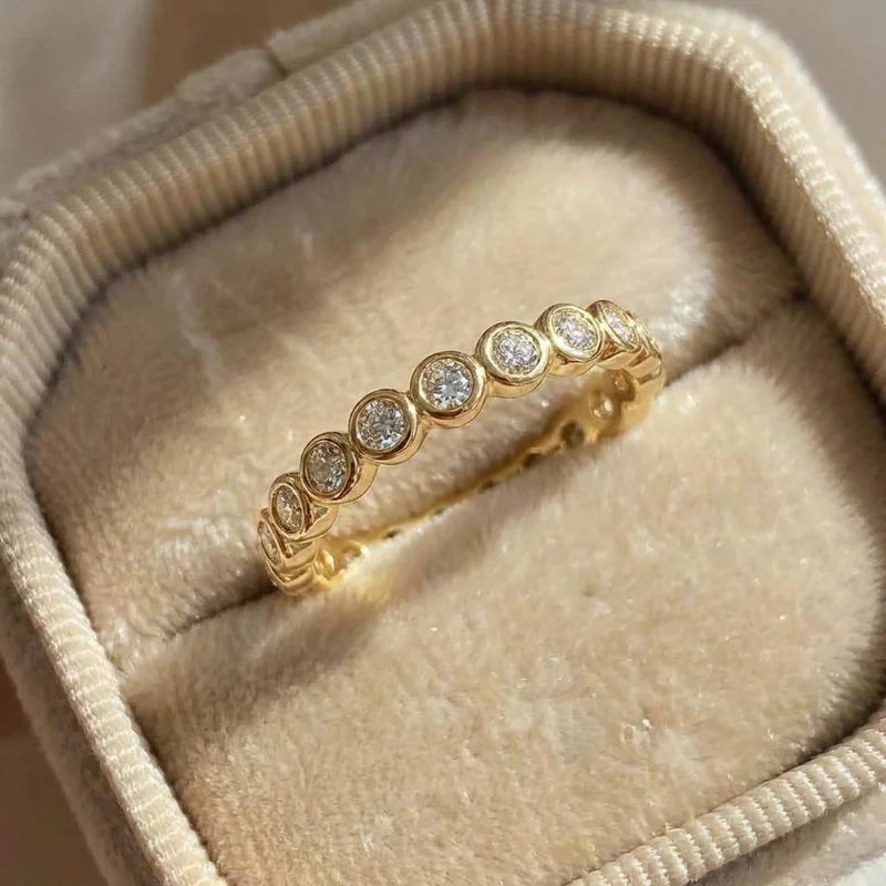 Elegant Silver Engagement Ring White Zircon Round Women Jewelry