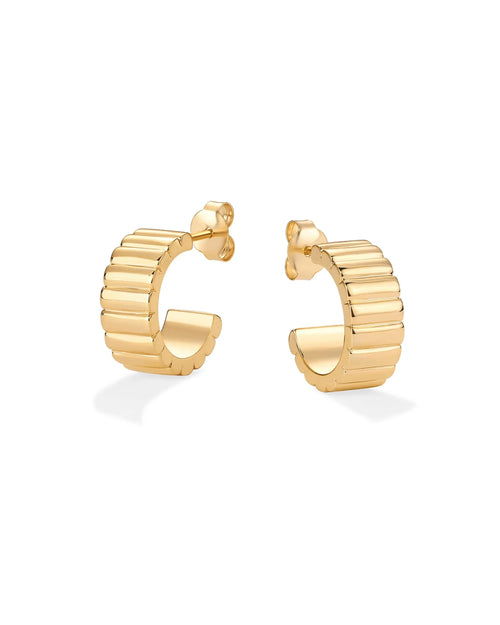 Chic Chunky Hoop Earrings 14K Gold Croissant Style Women