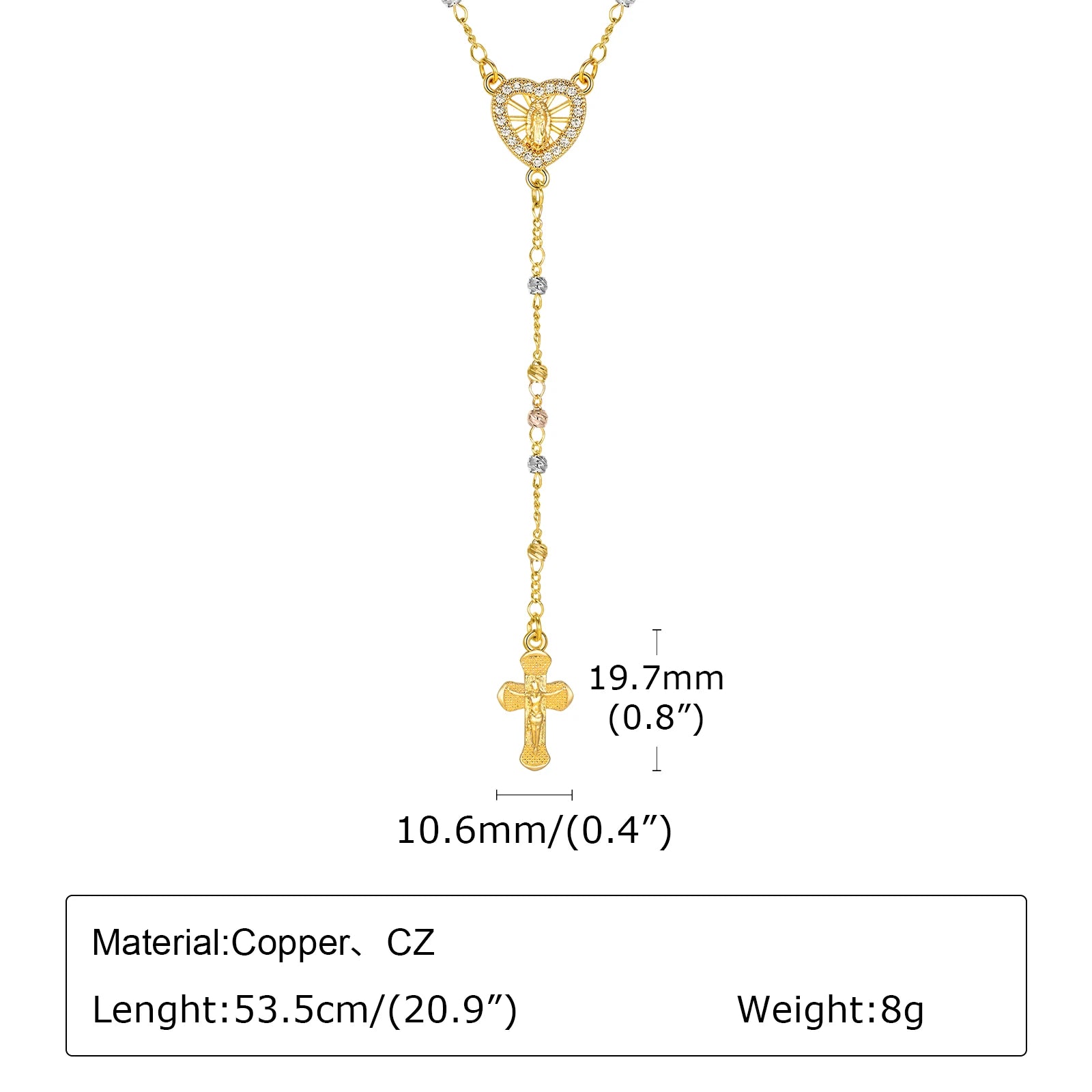 Elegant Virgin Mary Rosary Necklace with Gold Plated Cross for Daily Wear