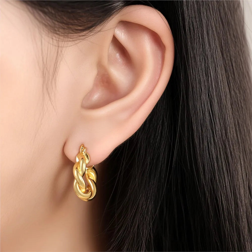 Elegant Gold Hoop Earrings 925 Silver Temperament Women
