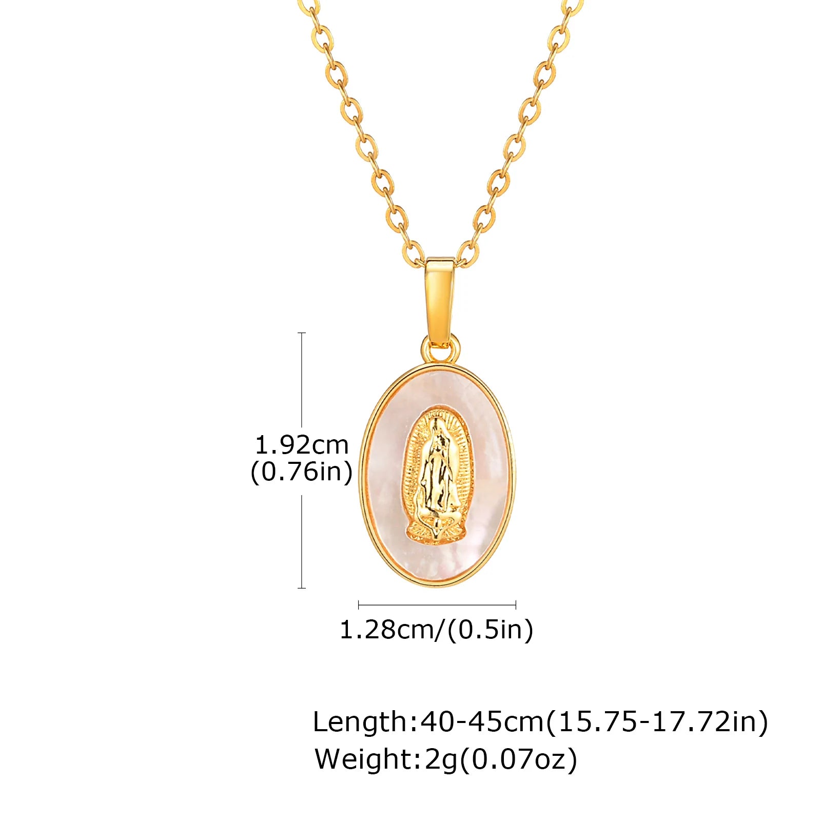 Elegant Guadalupe Mary Pendant Necklace with Sparkling Zircon Inlay