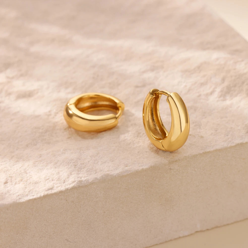 Chunky Gold Hoop Earrings Stainless Steel Minimalist Women Trend