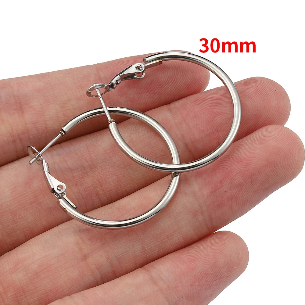 10pcs Stainless Steel Hoop Earrings Gold Big Circle DIY Accessories