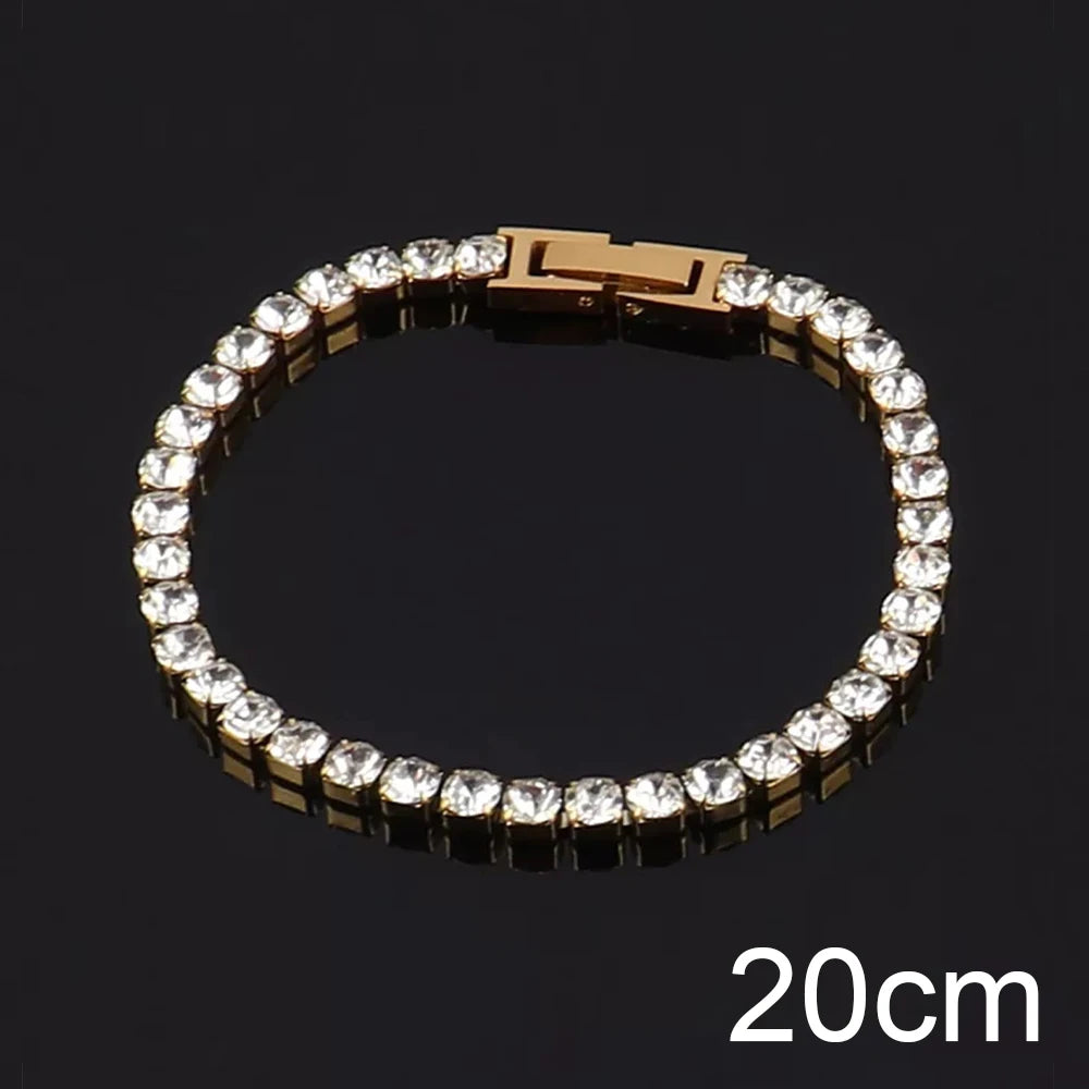Modern 4mm Tennis Bracelet Stainless Steel Zircon Luxury Design