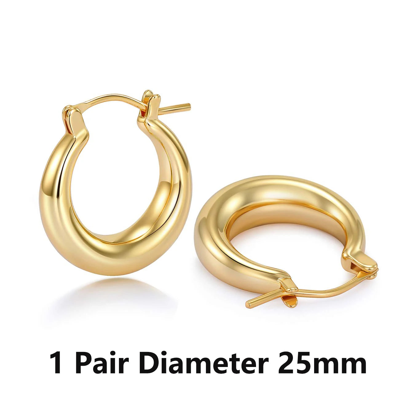 Shevalues Chunky Hoop Earrings 14K Gold 925 Silver Needle Women