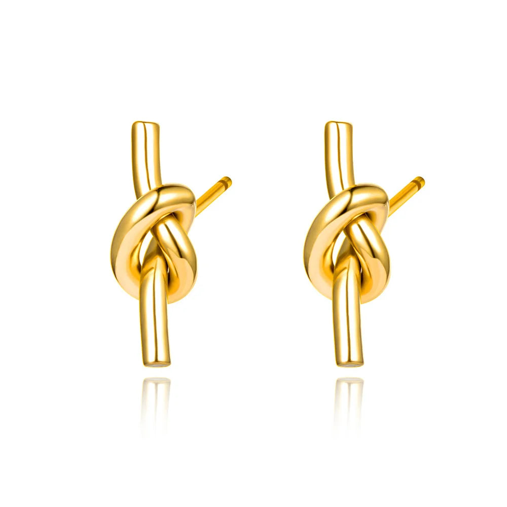Minimalist Love Knot Earrings Gold Stainless Steel Women